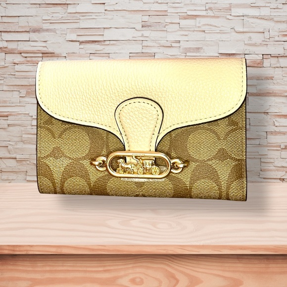 Coach Handbags - Coach Jade Medium Envelope Wallet Khaki/Chalk Signature Canvas NWT